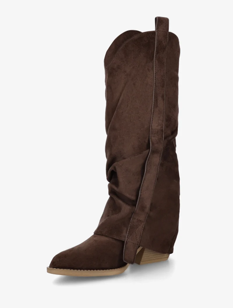 Bottes en suédine à revers - Marron