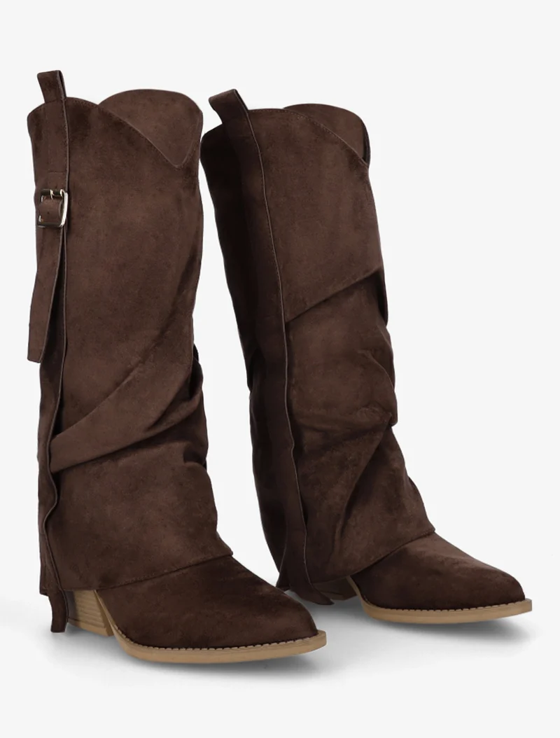 Bottes en suédine à revers - Marron