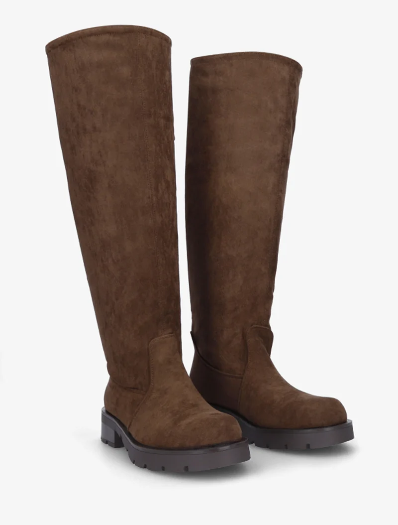 Bottes en suédine unies - Marron