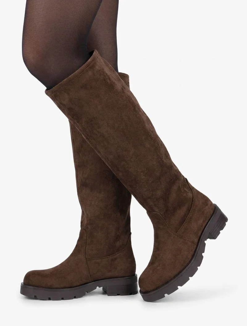 Bottes en suédine unies - Marron