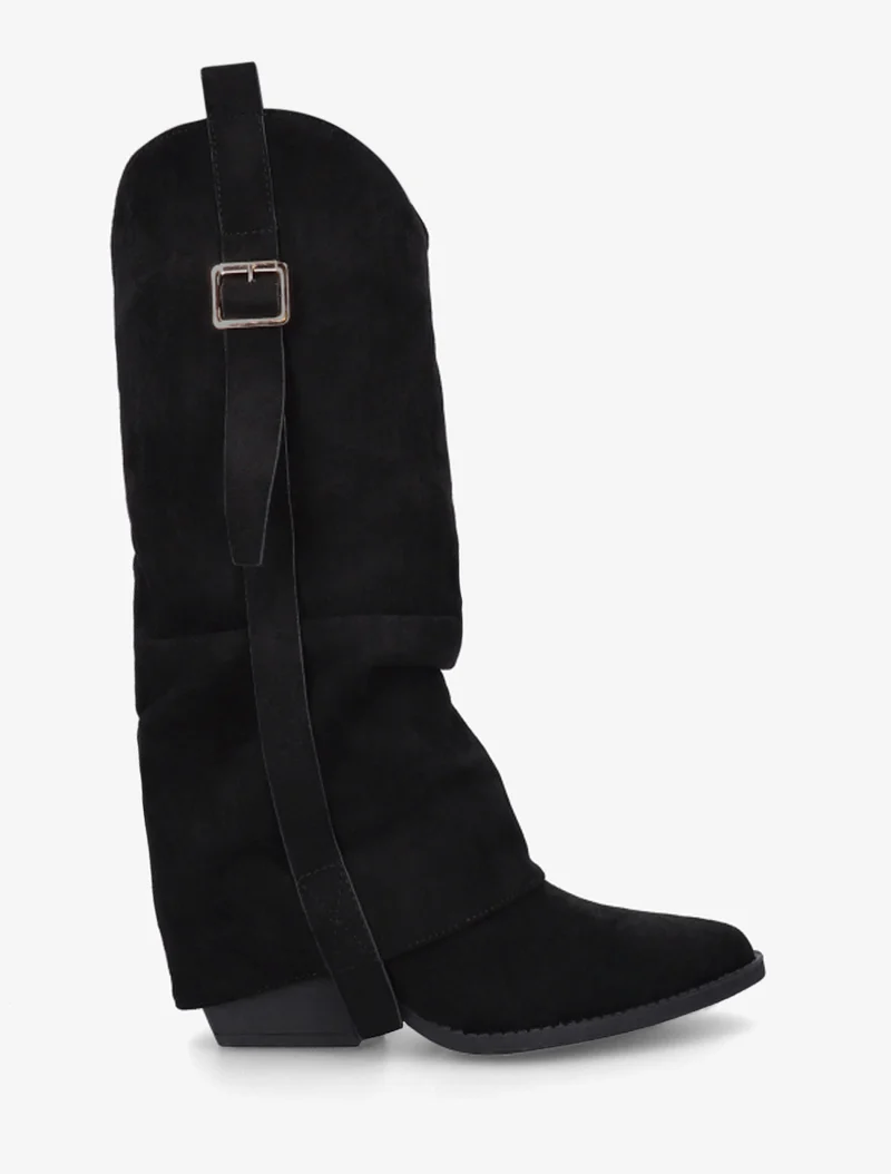Bottes en suédine à revers - Noir