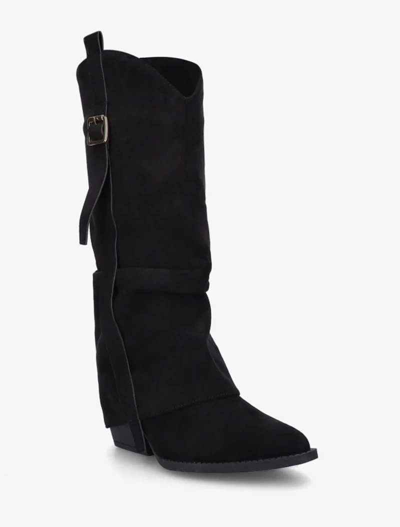 Bottes en suédine à revers - Noir