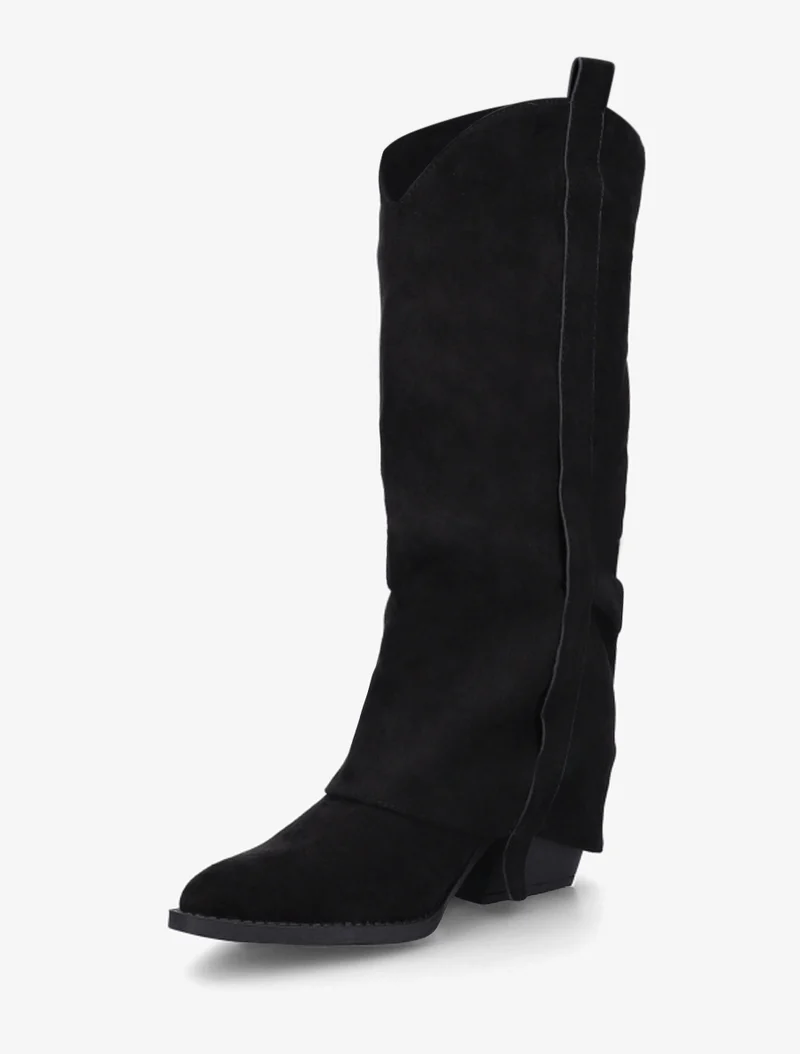 Bottes en suédine à revers - Noir