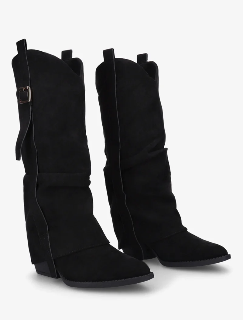 Bottes en suédine à revers - Noir