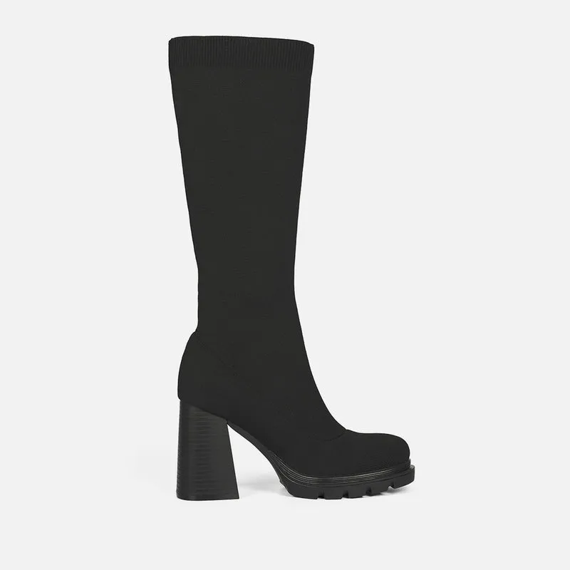 HIGH SOCK-STYLE BOOTS WITH HEEL AND TRACK SOLE LAURENS