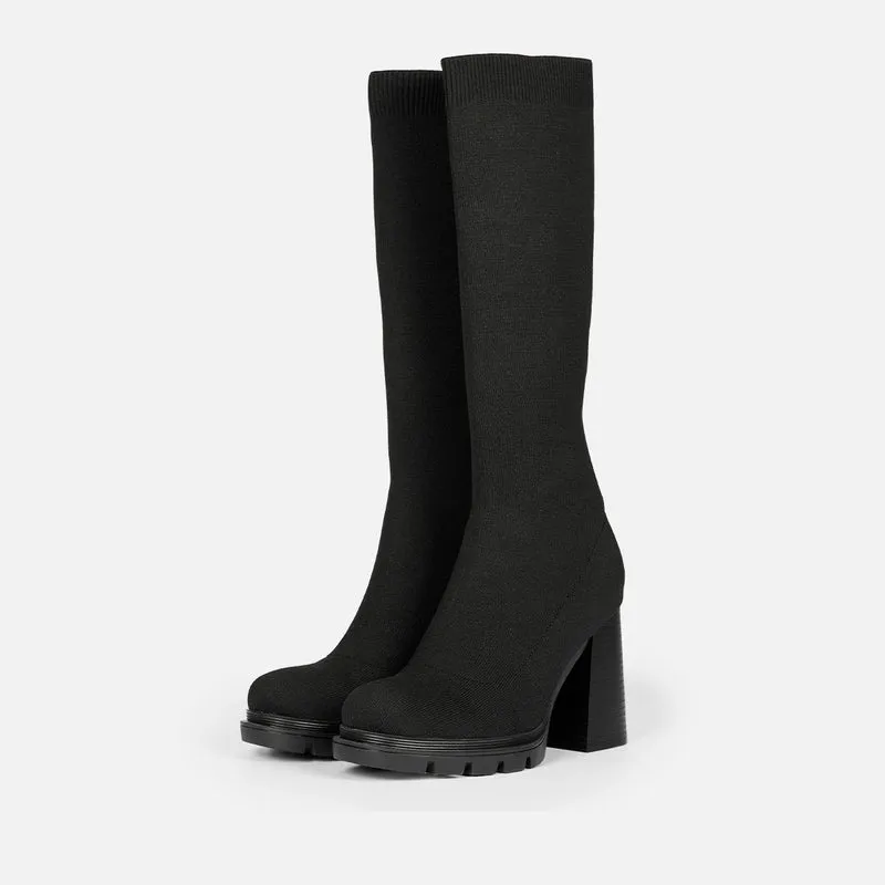 HIGH SOCK-STYLE BOOTS WITH HEEL AND TRACK SOLE LAURENS