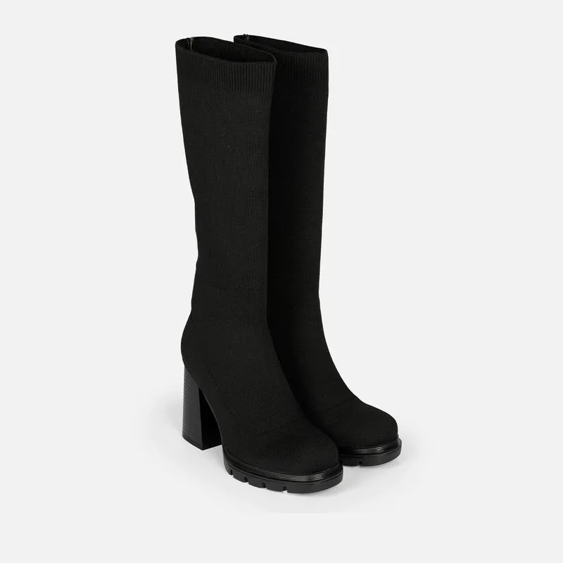 HIGH SOCK-STYLE BOOTS WITH HEEL AND TRACK SOLE LAURENS