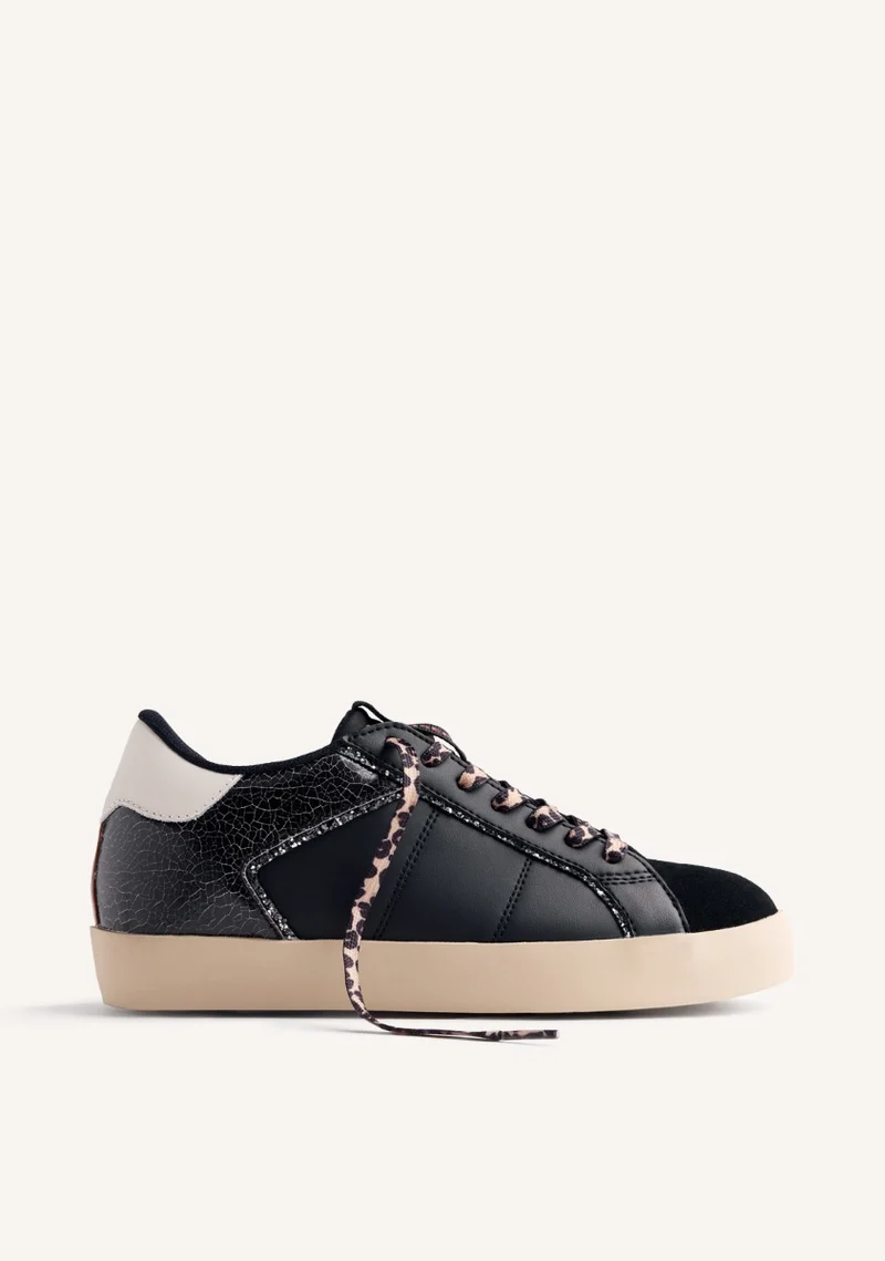 ANIMAL PRINT LEATHER WEDGE SNEAKERS EDINA