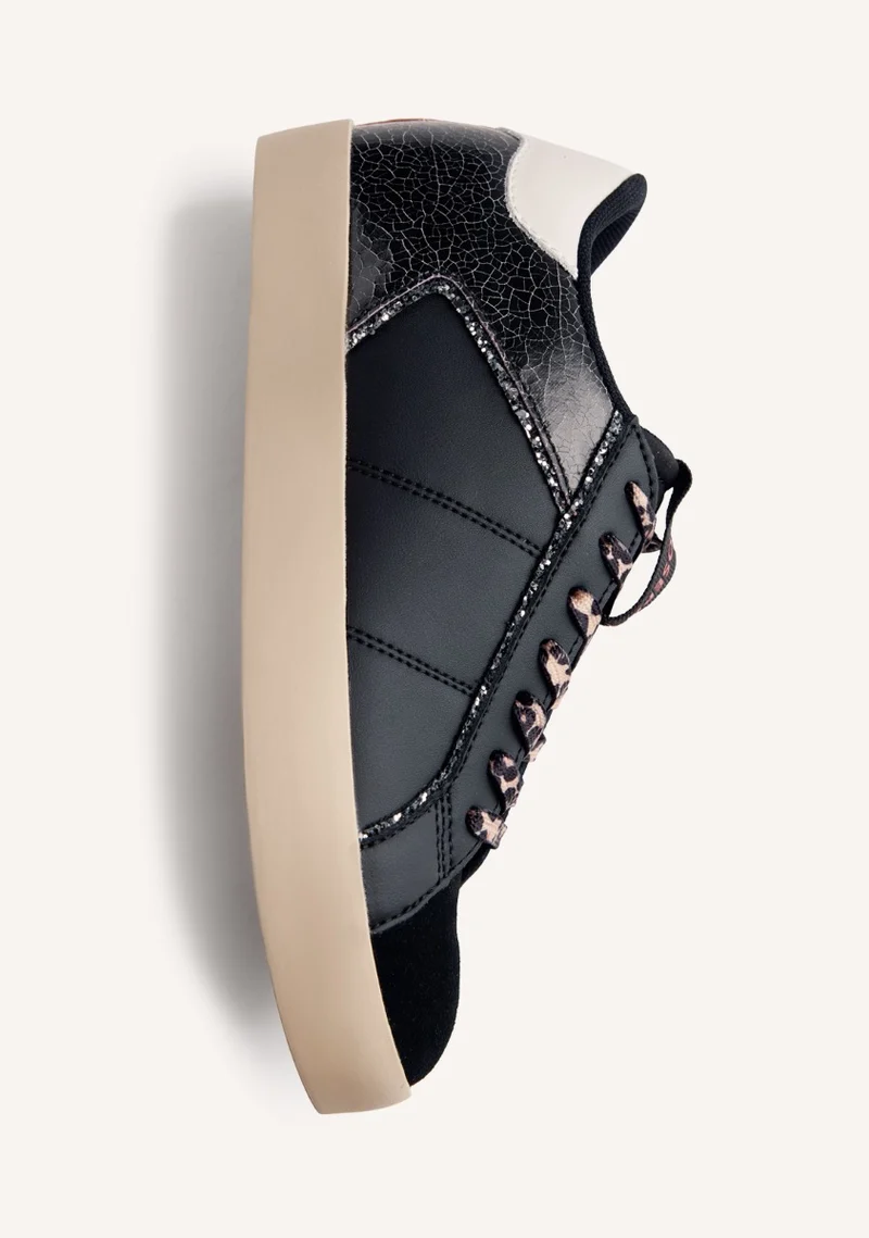 ANIMAL PRINT LEATHER WEDGE SNEAKERS EDINA