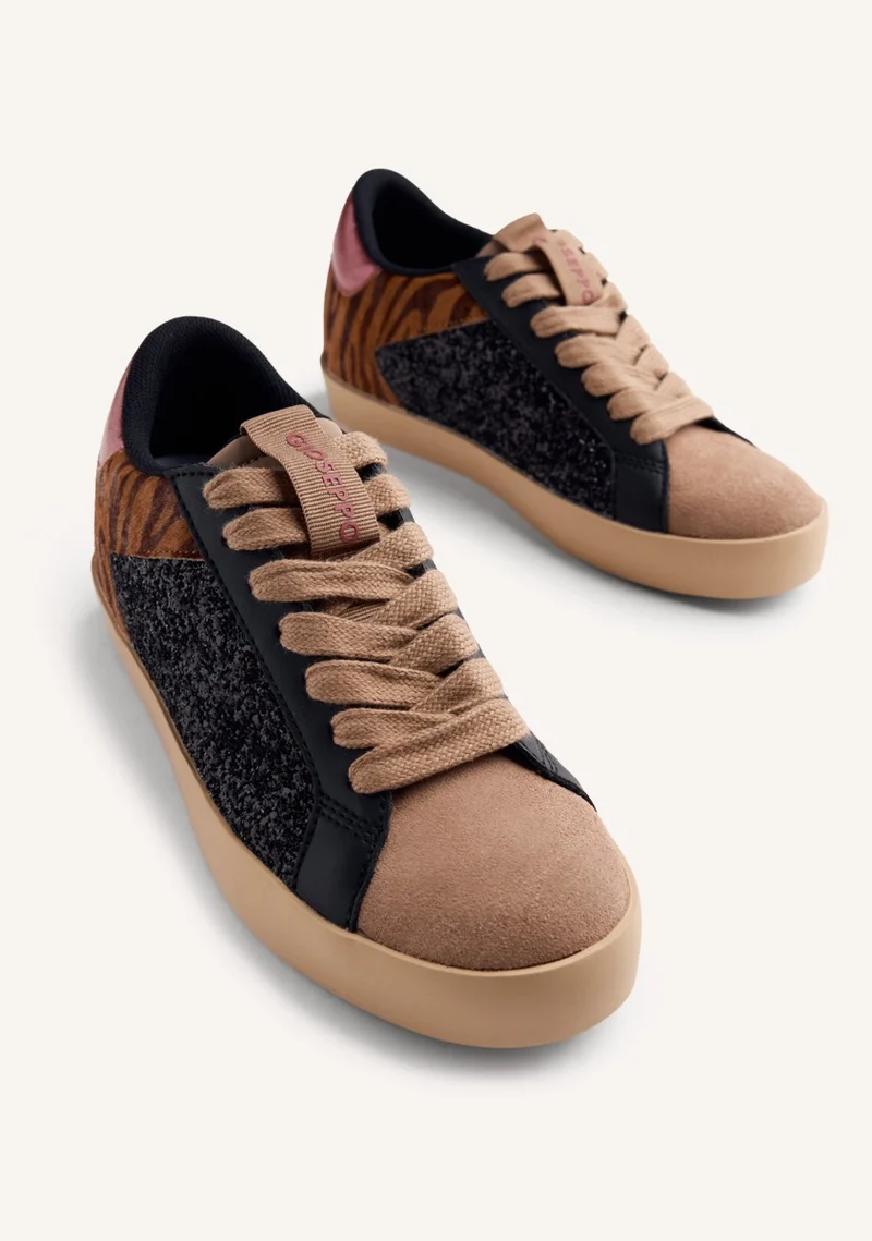 LEATHER AND SHINE WEDGE SNEAKERS FALKIRK