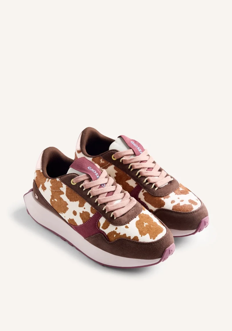 ANIMAL PRINT LEATHER WEDGE SNEAKERS NORCROSS
