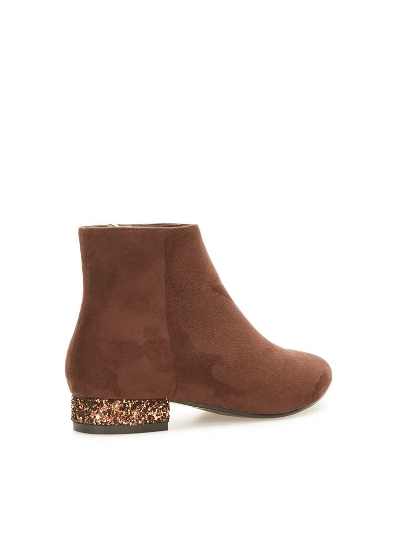 Bottines basses talons à paillettes - Marron