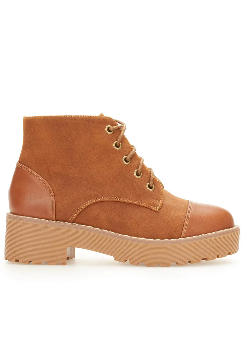 Boots hautes bimatière - Camel
