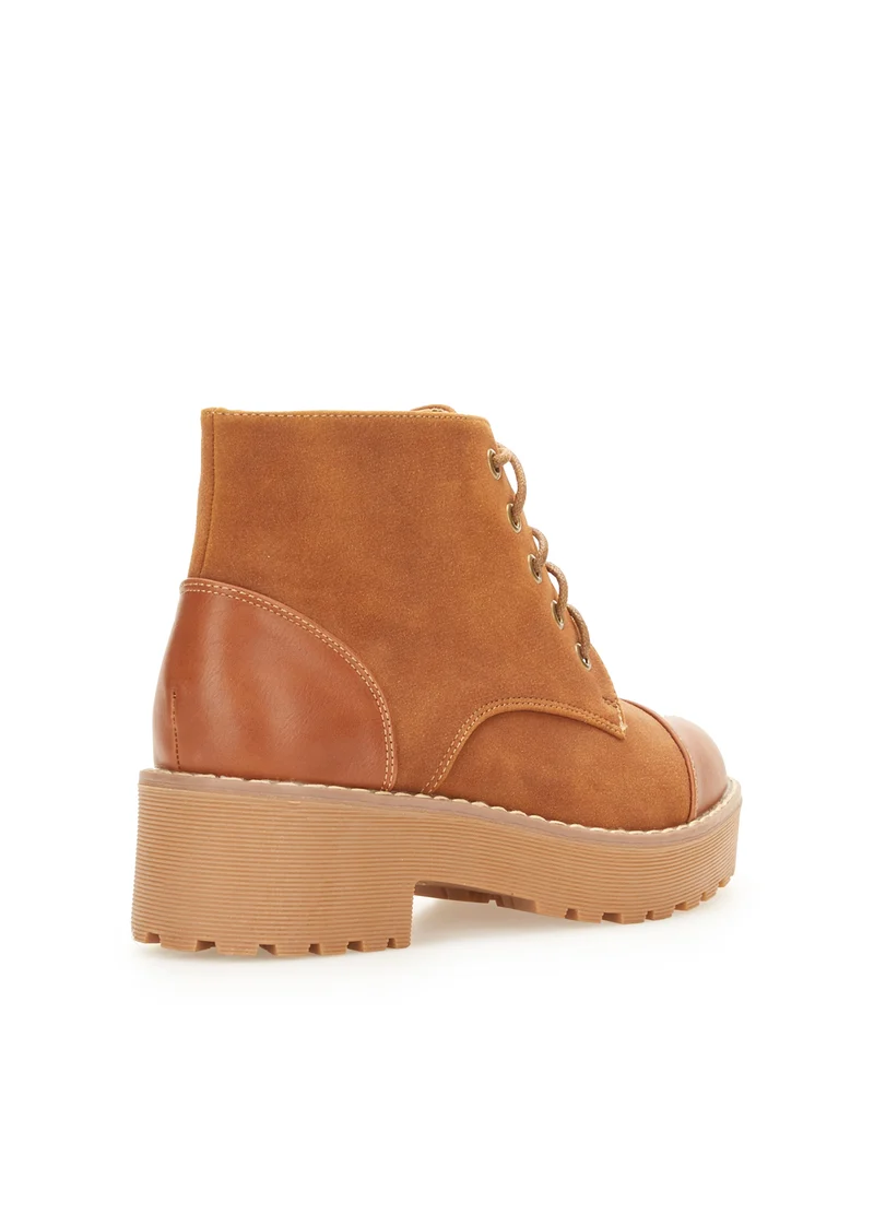 Boots hautes bimatière - Camel