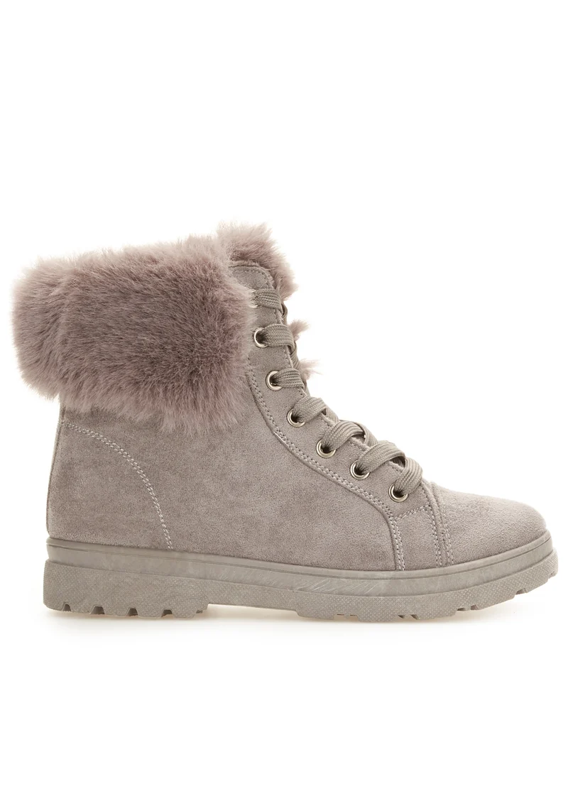 Boots cheville à fourrure - Gris