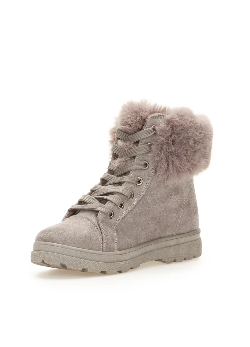 Boots cheville à fourrure - Gris