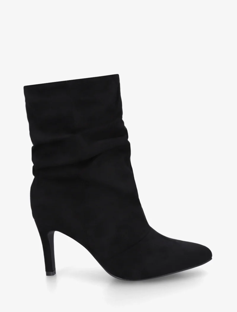 Bottines montantes en suédine effet froissé - Noir