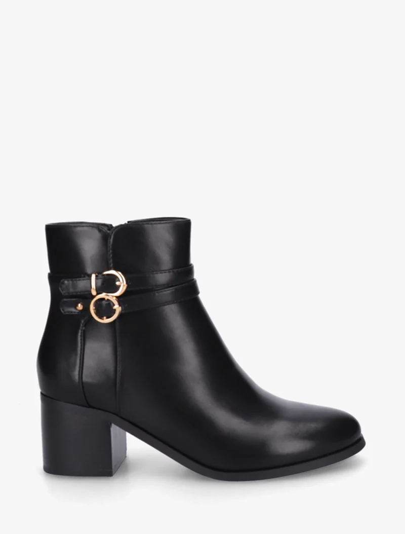 Bottines en simili à double boucles - Noir