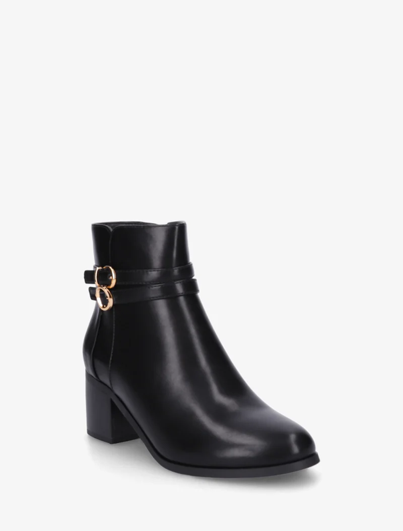 Bottines en simili à double boucles - Noir