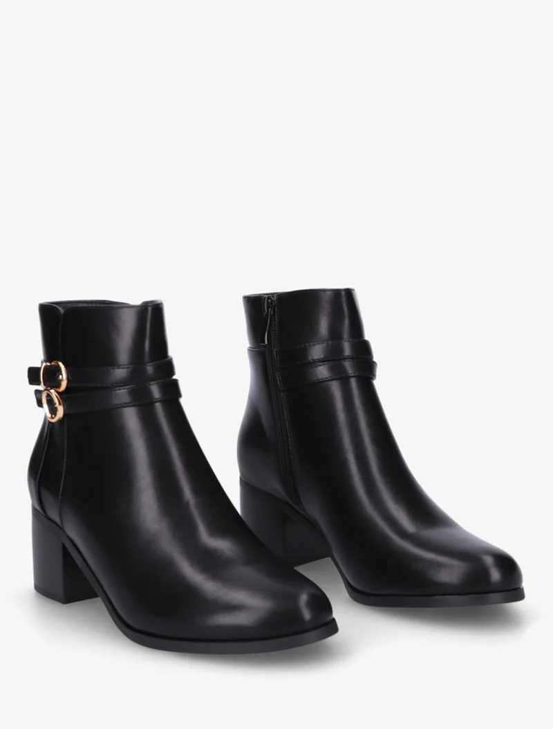Bottines en simili à double boucles - Noir