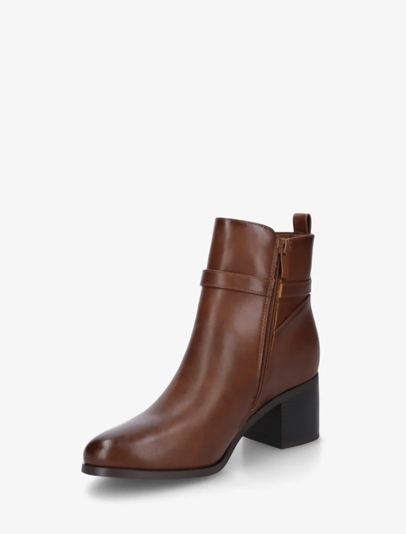 Bottines en simili à cheville élastiquée - Camel