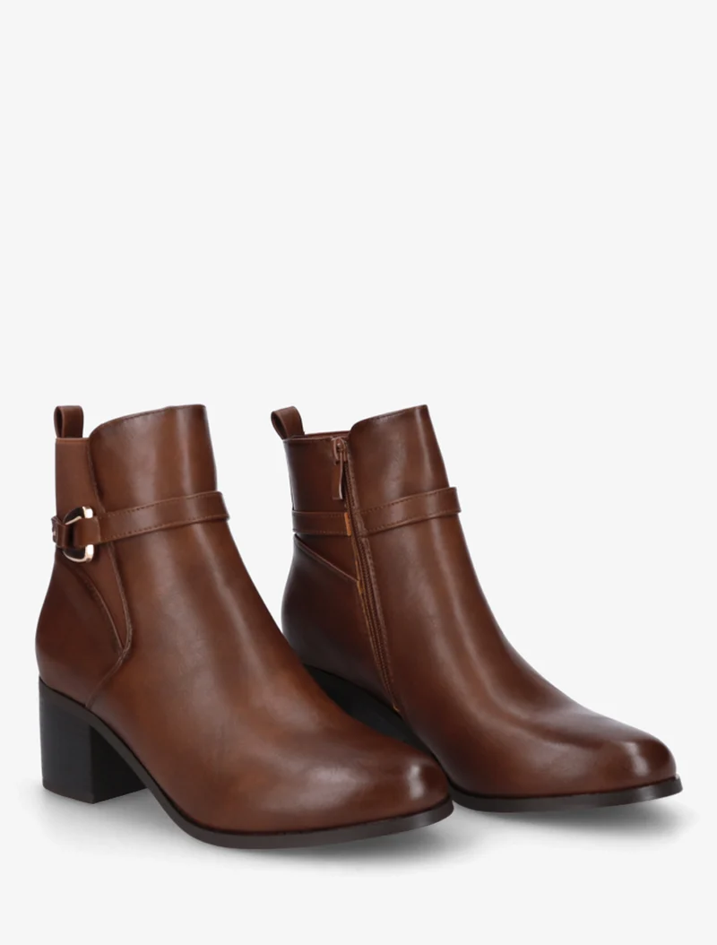 Bottines en simili à cheville élastiquée - Camel