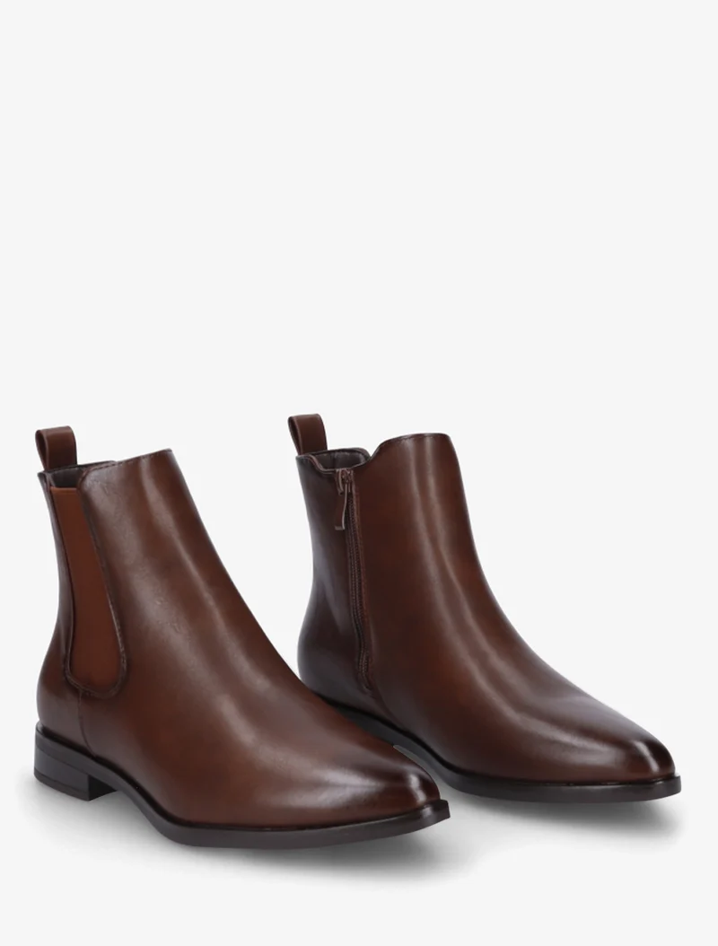 Bottines en simili à bouts pointus - Chocolat