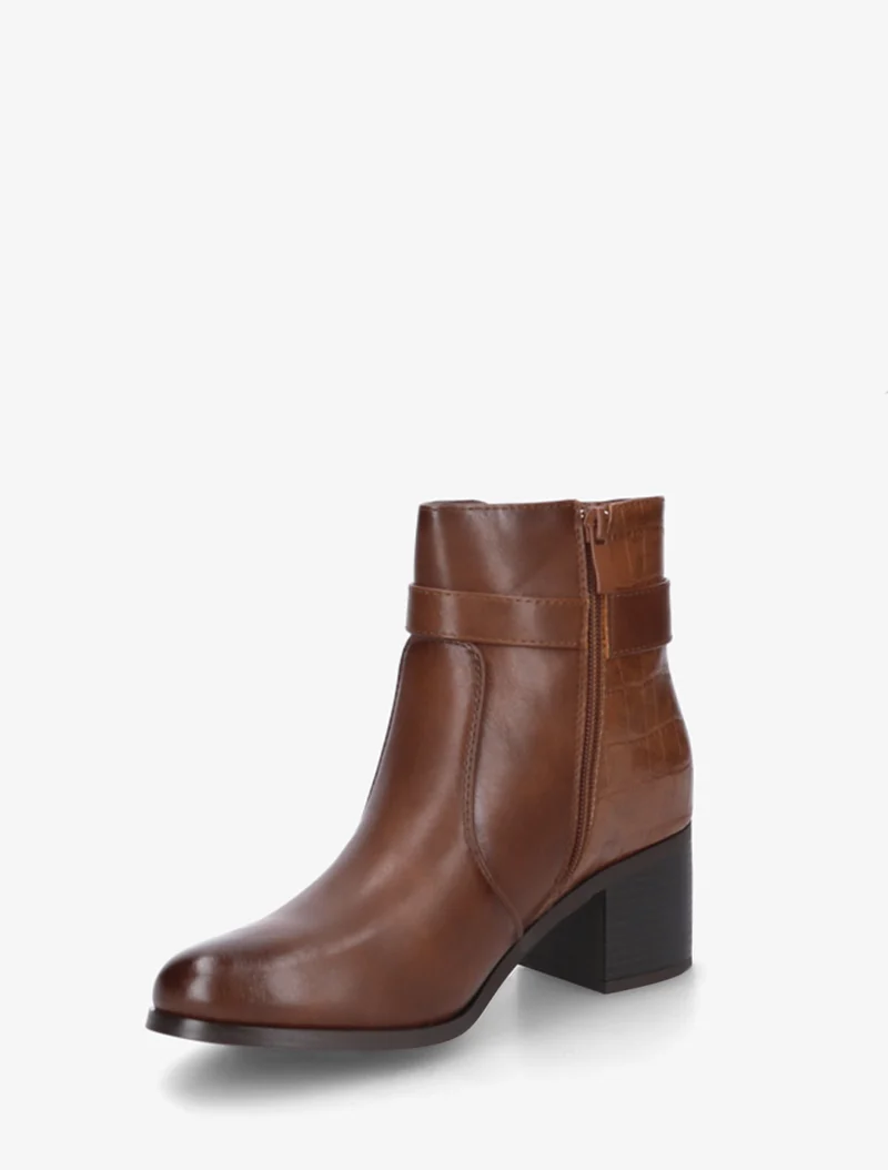 Bottines à contrefort effet croco - Camel