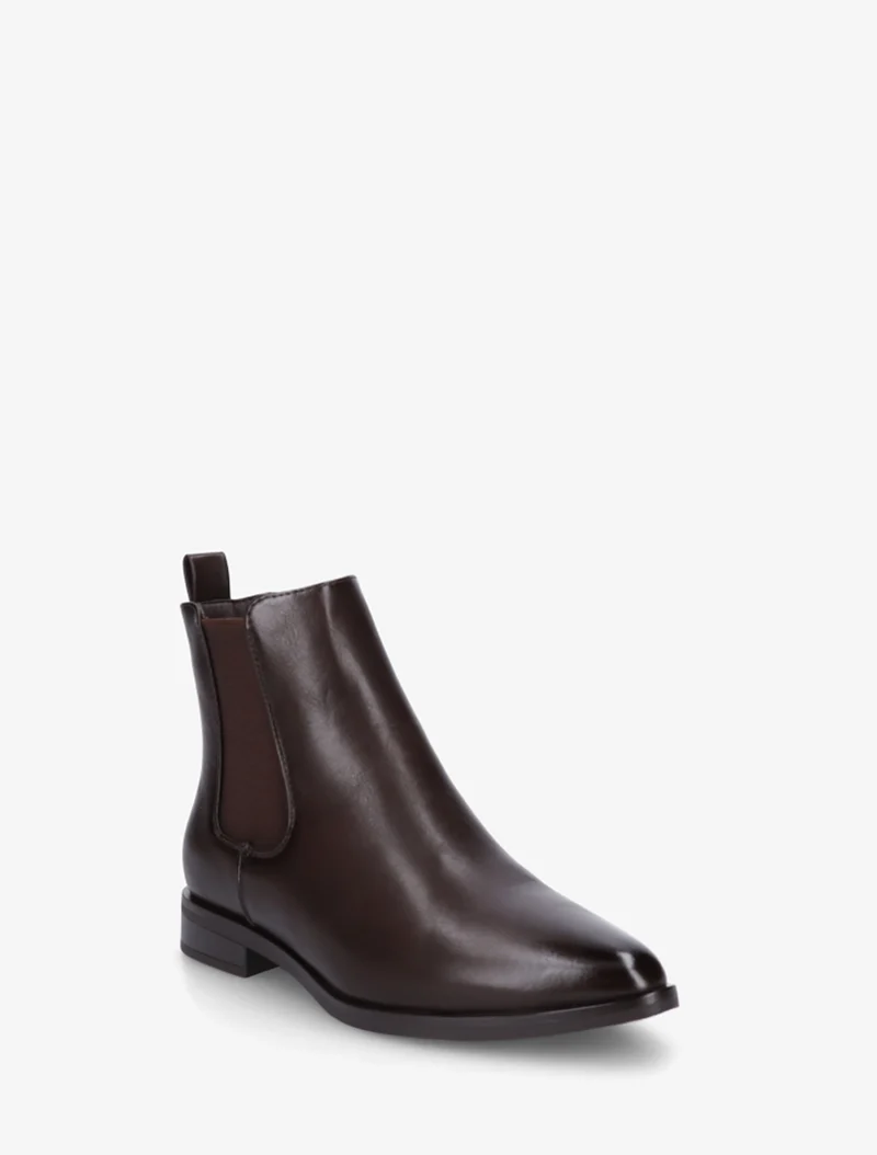Bottines en simili à bouts pointus - Marron