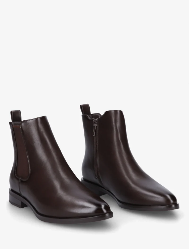 Bottines en simili à bouts pointus - Marron