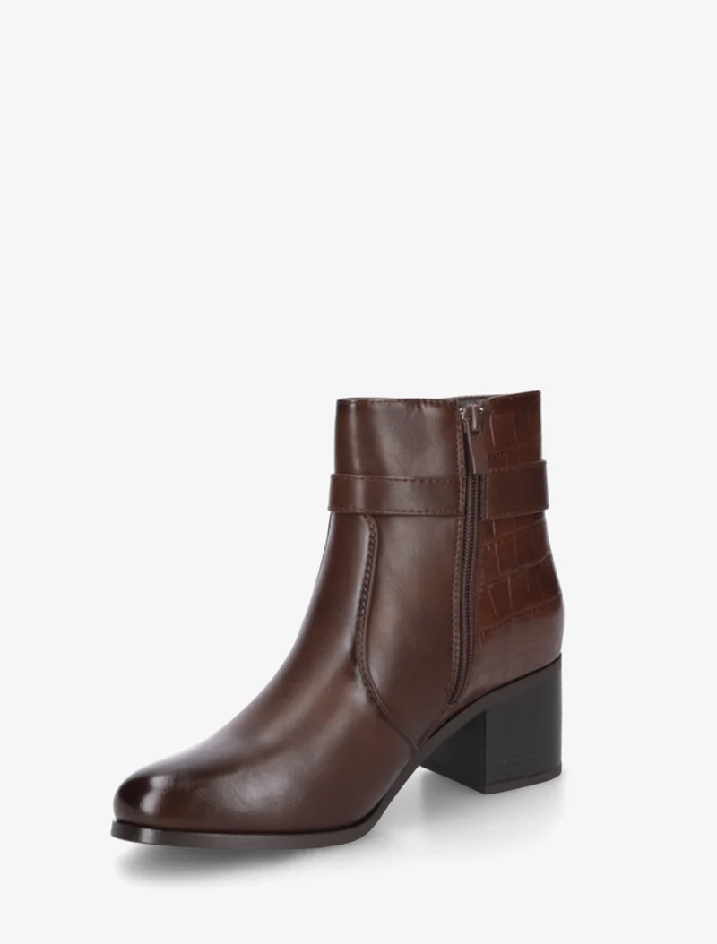 Bottines à contrefort effet croco - Marron