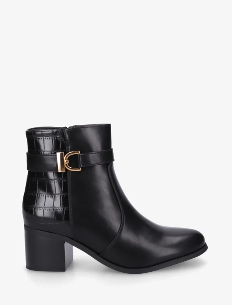 Bottines à contrefort effet croco - Noir