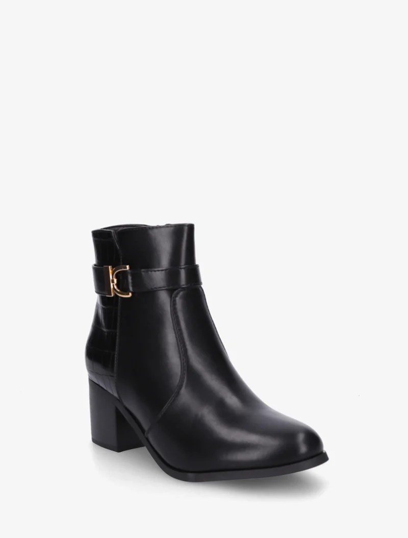 Bottines à contrefort effet croco - Noir