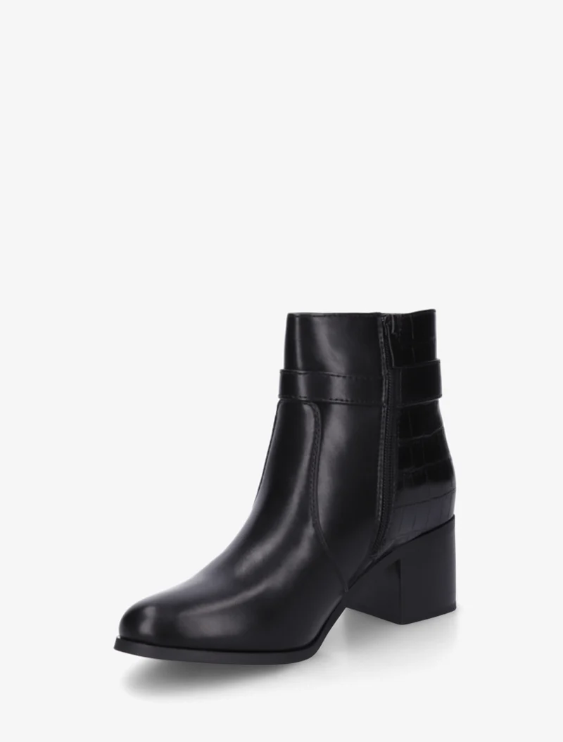 Bottines à contrefort effet croco - Noir