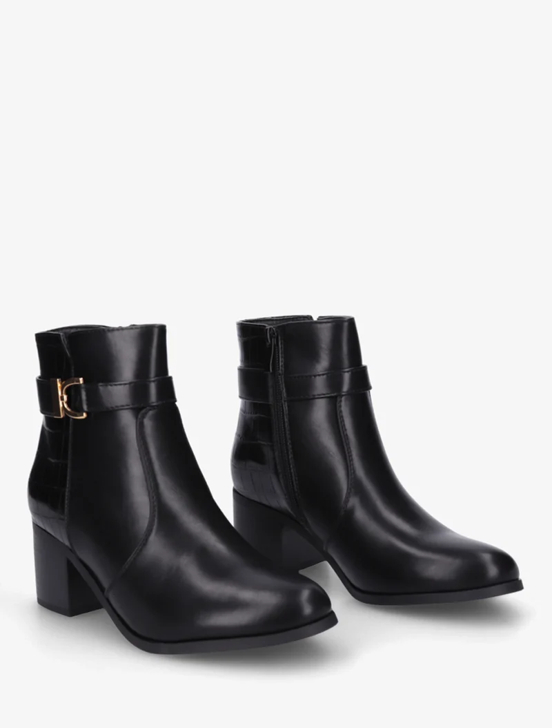 Bottines à contrefort effet croco - Noir