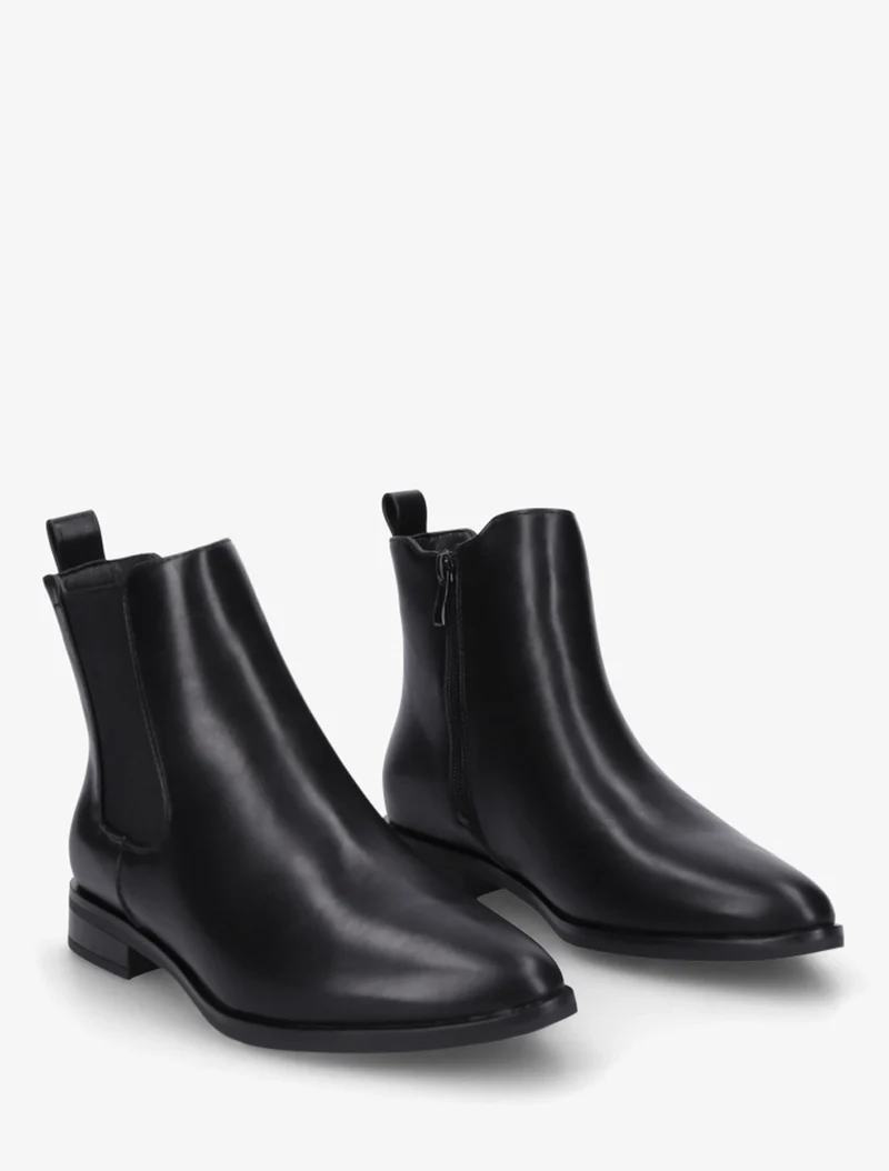 Bottines en simili à bouts pointus - Noir