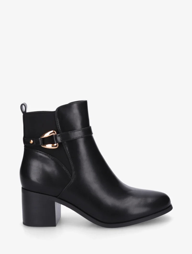 Bottines en simili à cheville élastiquée - Noir