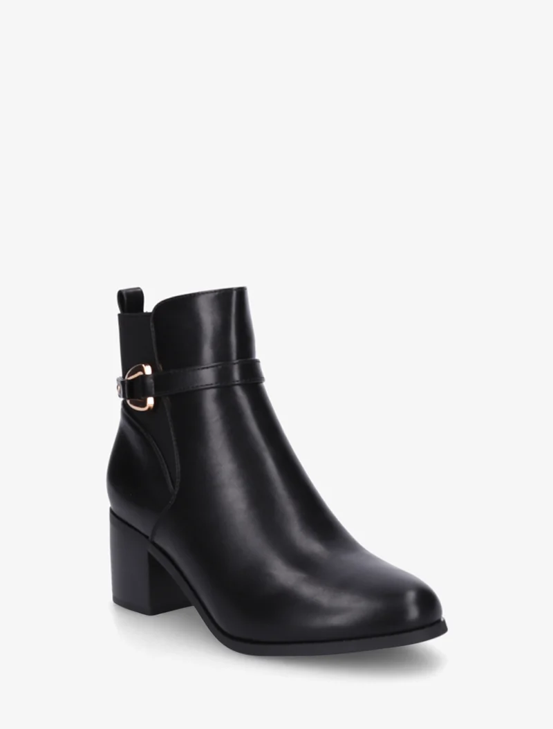 Bottines en simili à cheville élastiquée - Noir