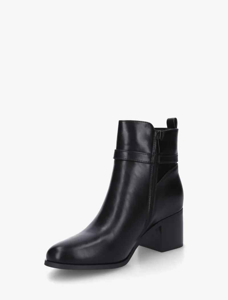 Bottines en simili à cheville élastiquée - Noir