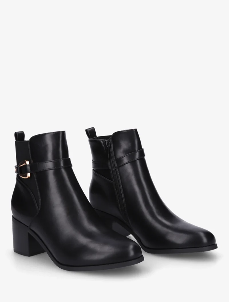 Bottines en simili à cheville élastiquée - Noir