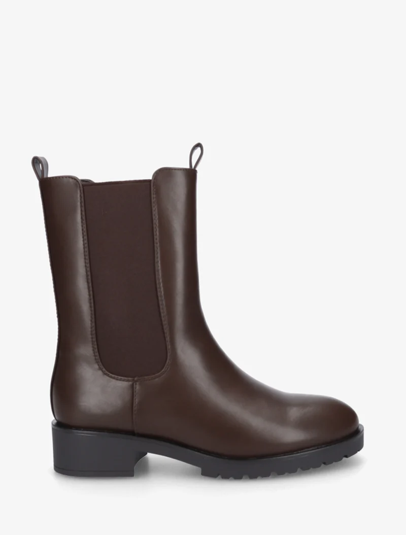 Bottines montantes en simili à cheville élastiquée - Marron