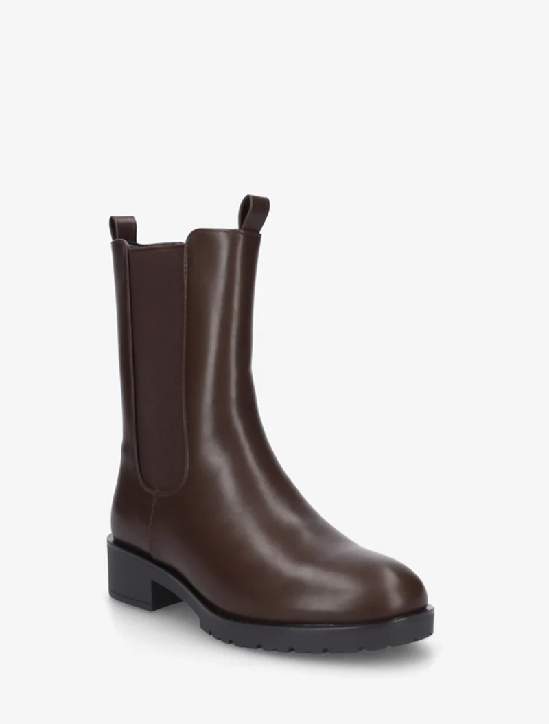 Bottines montantes en simili à cheville élastiquée - Marron