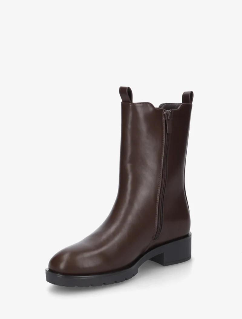Bottines montantes en simili à cheville élastiquée - Marron