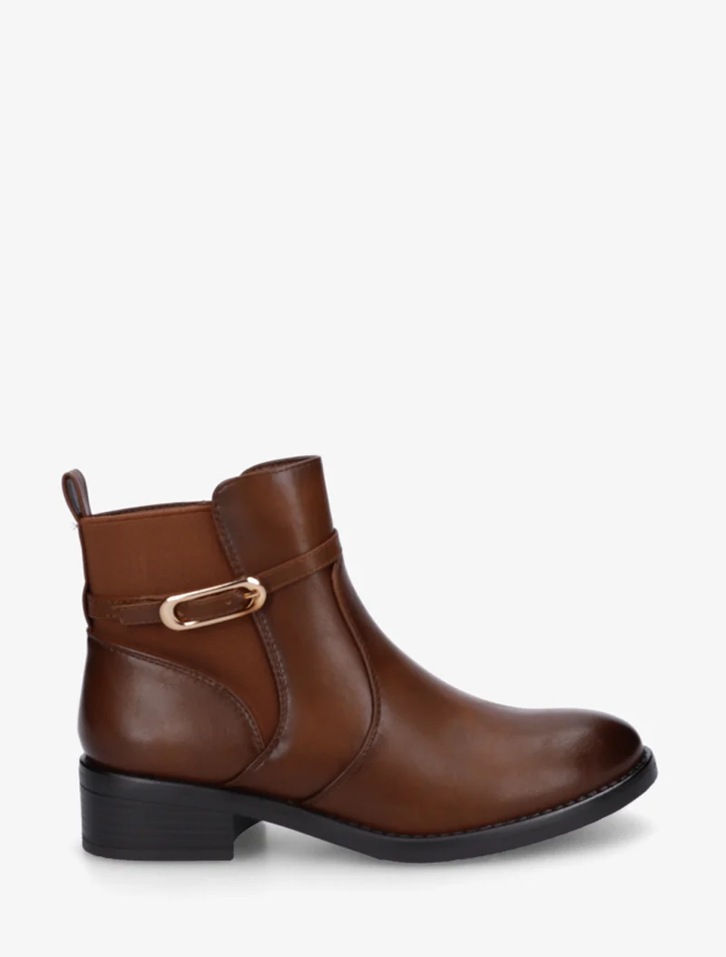 Bottines élastiquées en simili à boucle - Camel