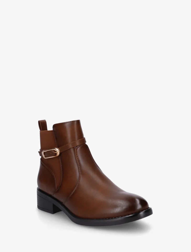 Bottines élastiquées en simili à boucle - Camel