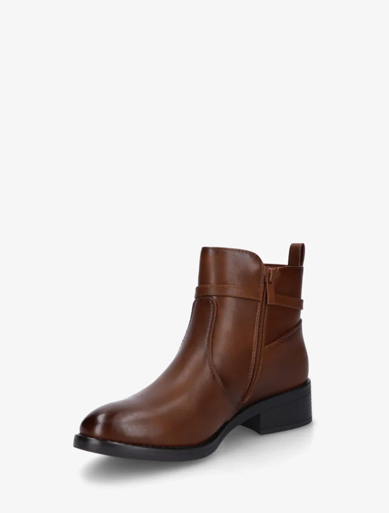 Bottines élastiquées en simili à boucle - Camel