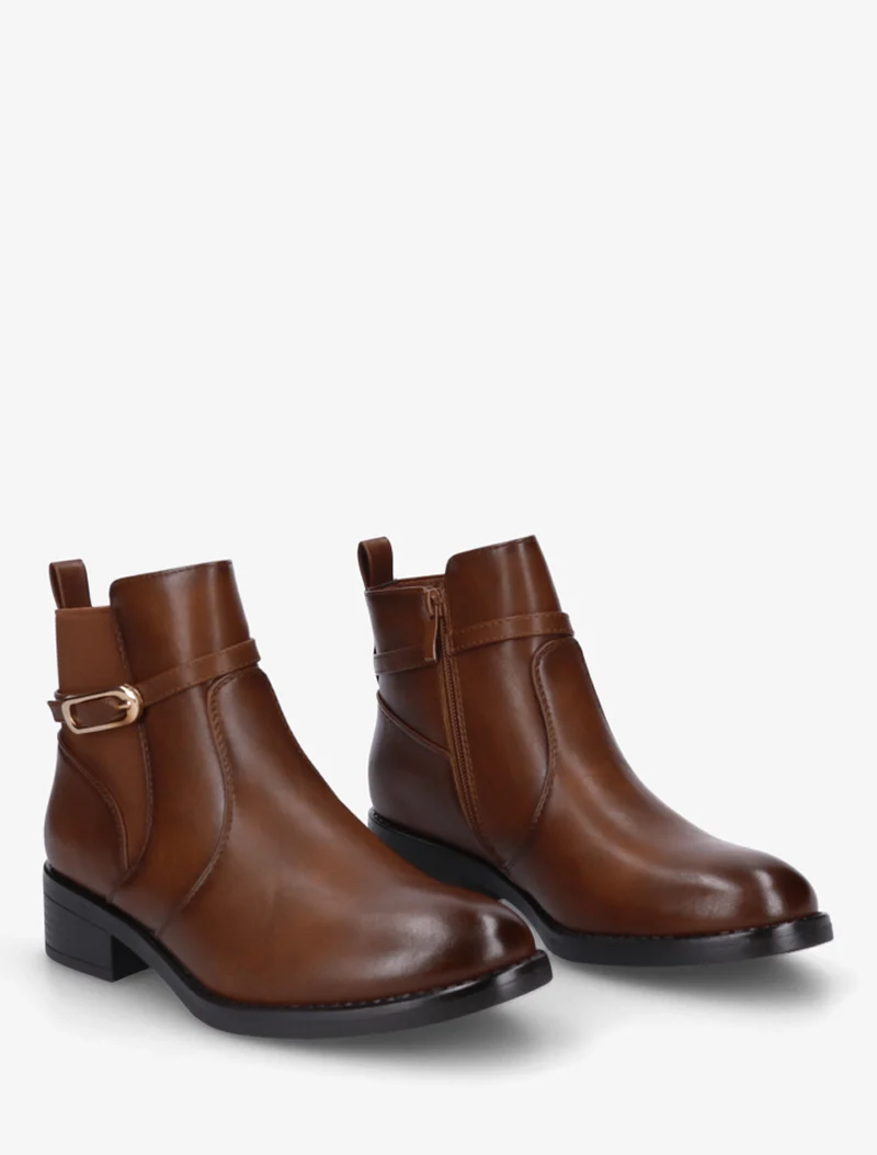 Bottines élastiquées en simili à boucle - Camel