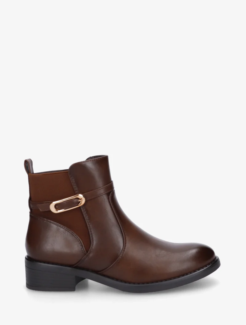 Bottines élastiquées en simili à boucle - Chocolat