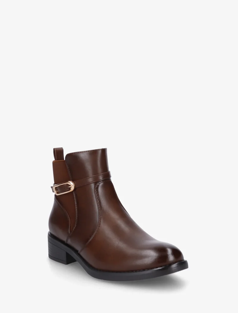 Bottines élastiquées en simili à boucle - Chocolat