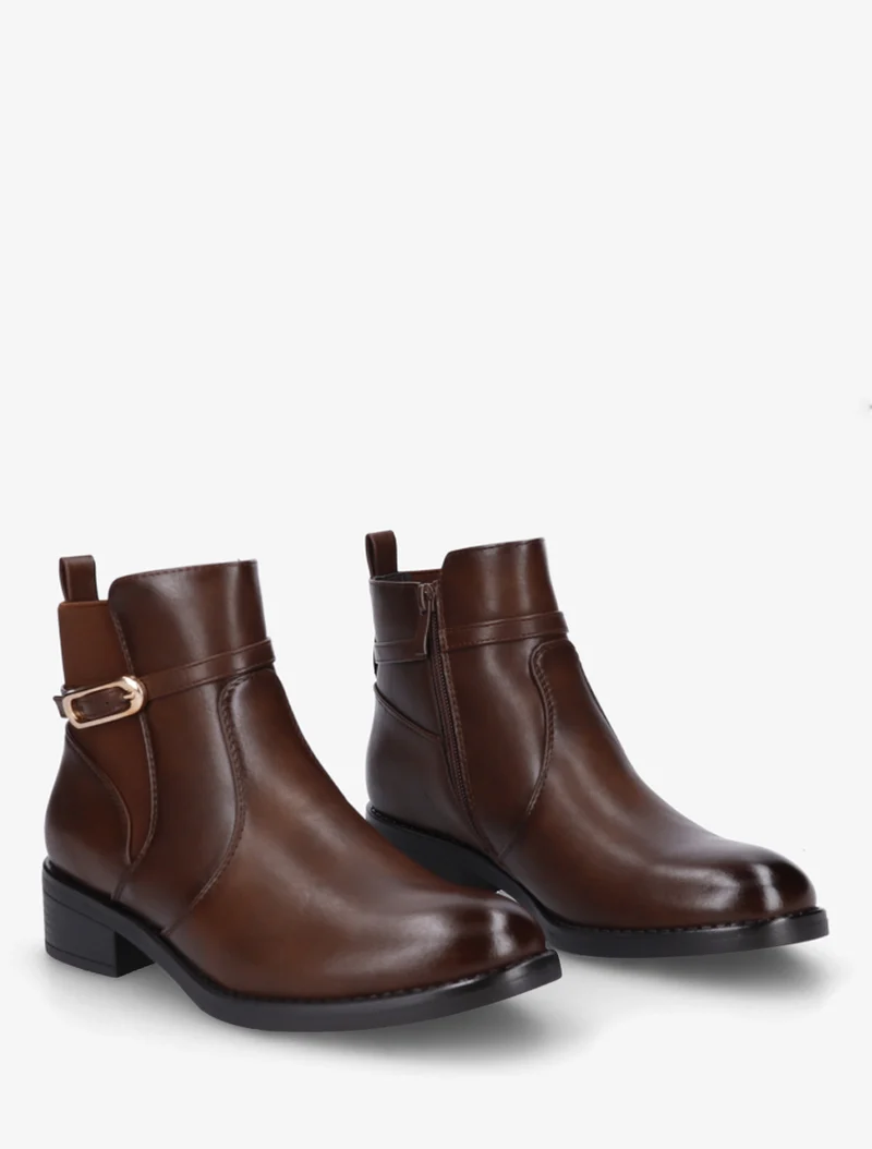 Bottines élastiquées en simili à boucle - Chocolat